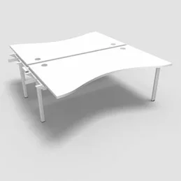 Bench plateau fixe vague symétrique gamme Conect – blanc neige – Longueur 180 – Piètement Fixe blanc – Elément Suivant