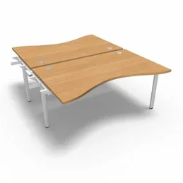 Bench plateau fixe vague symétrique gamme Conect – hêtre saumonné – Longueur 160 – Piètement Fixe blanc – Elément Suivant