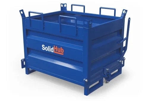 Benne à fond ouvrant KBB680 pour chariot élévateur, volume de remplissage 410 l, SolidHub