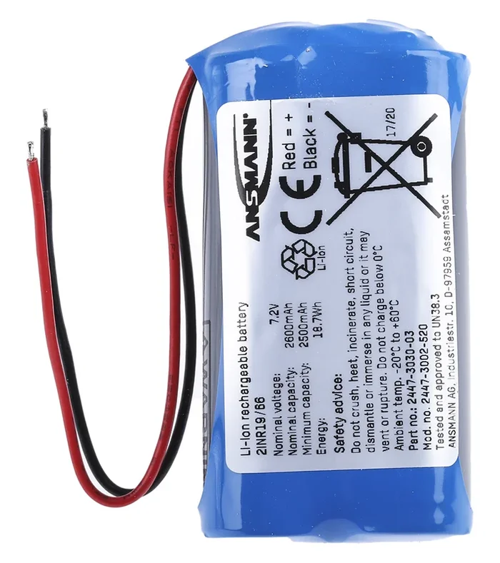 Bloc batterie rechargeable Ansmann 7.2V Lithium-Ion 2.6Ah x 2
