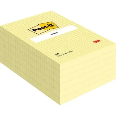 Bloc de 100 notes repositionnables Post-It – rectangle jaune – 102 x 152 mm – 6×100 feuilles