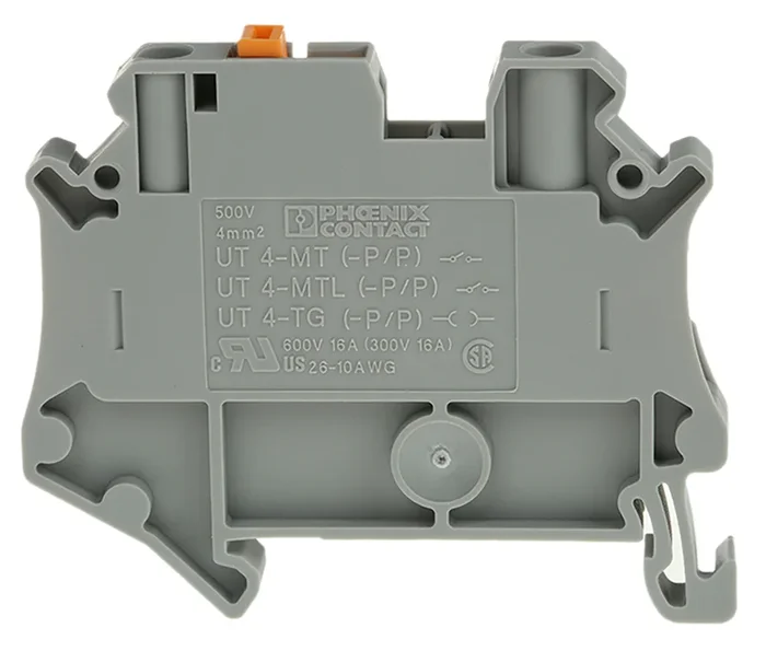 Bloc de jonction de traversée Phoenix Contact UT 4-MT, 0.14 → 6mm², A visser, Gris