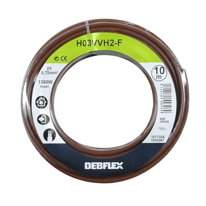 BOBINOT HO3VVH2-F 2X0.75 MM² 10M MARRON – DEBFLEX – 155326