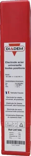 Boite 114 electrodes rutile d=4mm lg=350mm diadem