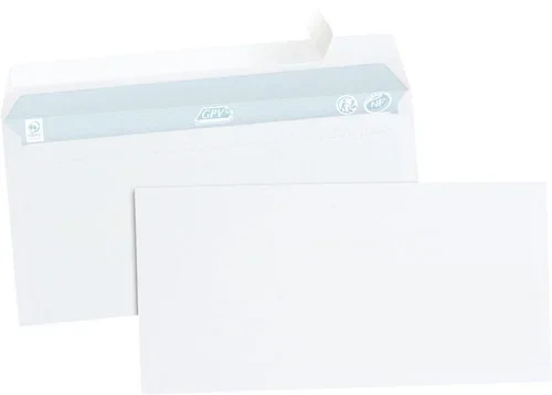 Boîte 500 enveloppes blanches DL 110×220 80g/m² bande de protection