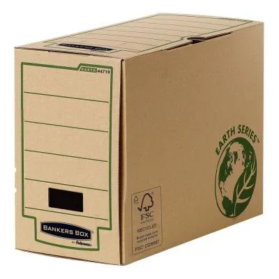 Boîte archives Bankers Box Earth Series – carton dos 20 cm – pour format A4 -210 x 297 mm, H. 255 mm x l. 205 mm x P. 319 mm – Kraft naturel – 100% recyclé certifié FSC – Lot de 20
