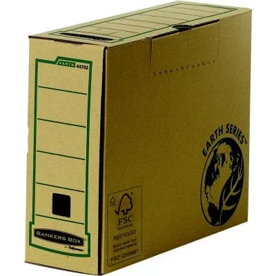 Boîte archives carton Bankers Box – dos 10 cm – pour format A4 – Kraft naturel – 100% recyclé certifié FSC – Lot de 20