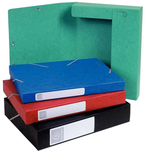 Boîte classement CARTOBOX ép. 5/10ème dos 25 mm bleu rouge vert noir 24x32cm