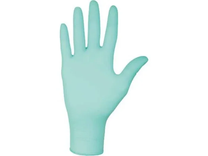 Boite de 100 gants nitriles verts jetable non poudres taille l – 18261