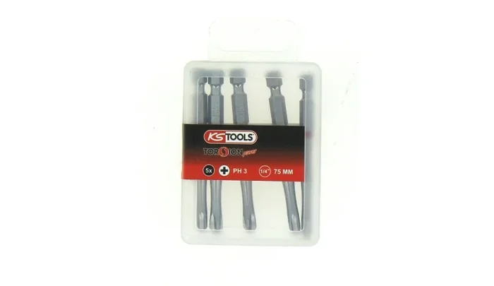 Boîte de 5 Embouts de Vissage 1/4″ PH3 x 75 mm – Ref 918.3161 – KS Tools