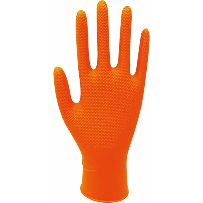 BOITE DE 90 GANTS ORANGE EN NITRILE EPAISSEUR 7 MIL – 8,4GR – TAILLE XXL – STILKER – 65104