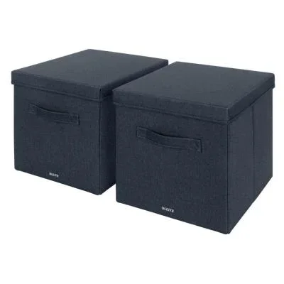 Boîte de rangement en tissu Leitz grand format – Gris – Lot de 2