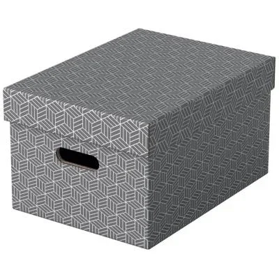 Boîte de rangement Esselte Home en carton recyclé Moyen format – Gris – lot de 3 boîtes