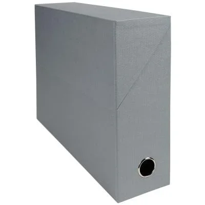 Boîte de transfert Exacompta – en carton rigide recouvert de papier toilé – dos 9 cm – gris