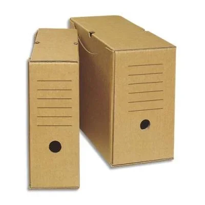 Boîtes à archives recyclé – dos 15 cm – carton ondulé recouvert papier brun