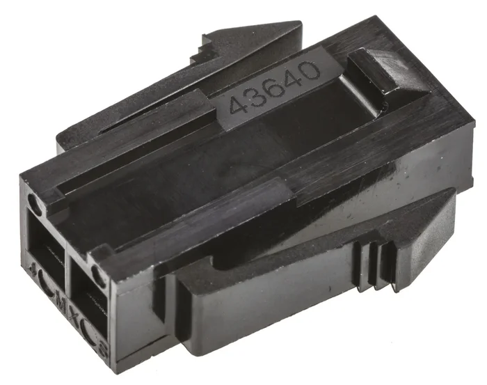 Boitier de connecteur Mâle, 2 contacts 1 rang , pas 3mm, Droit, Montage sur câble, série Micro-Fit 3.0