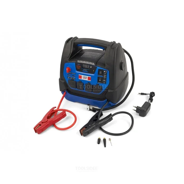 Booster de démarrage professionnel HBM, booster de batterie 230 V, 12 V, 22 Ah