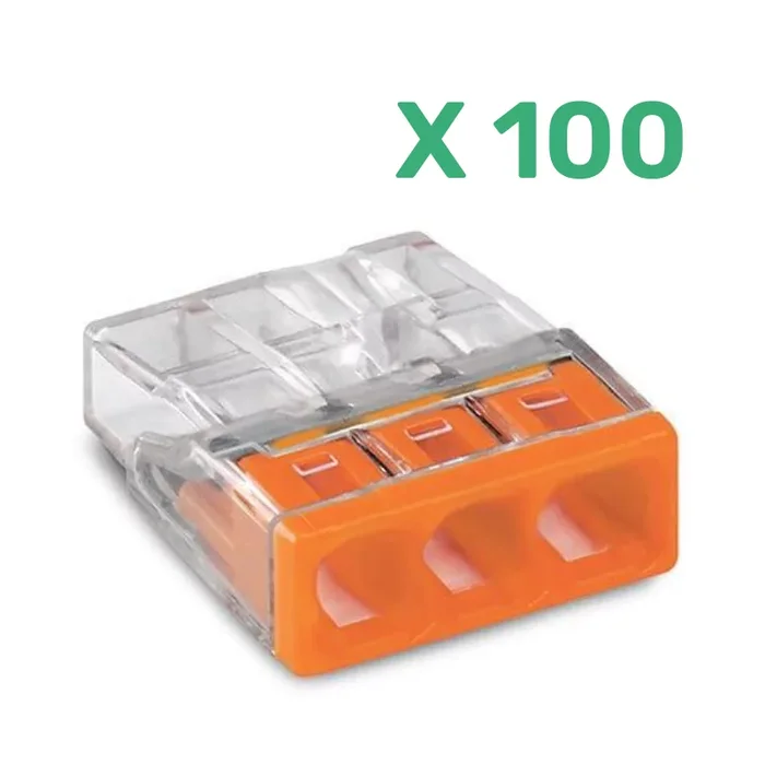 Borne WAGO pour boite de dérivation COMPACT 3 conducteurs (Boite de 100 pièces)