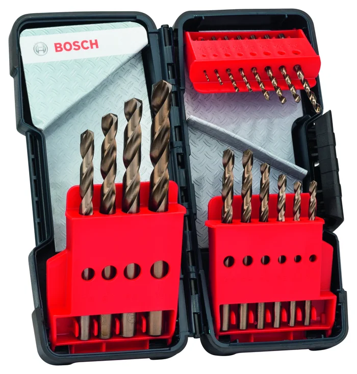 Bosch 2607017047 PRO Jeu de 18 forets hélicoïdaux HSS-Co – acier inoxydable