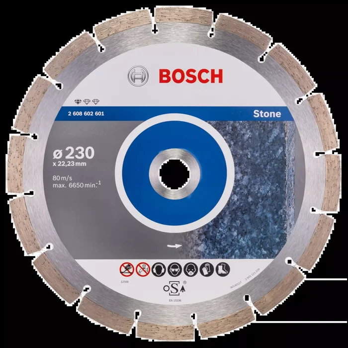 Bosch 2608602601 – Disque à tronçonner diamanté Standard for Stone 230 x 22,23 x 2,3 x 10 mm