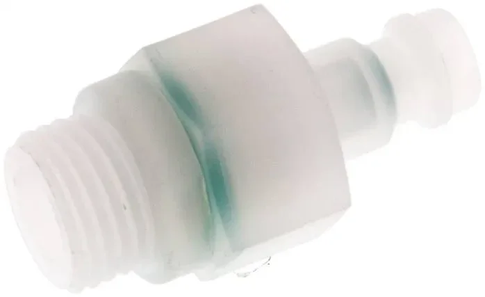 Bouchon d’accouplement (NW5) G 1/4″, PVDF (AG), double obturation