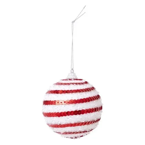 Boule de Noël Sequin Paillettes Blanc/Rouge