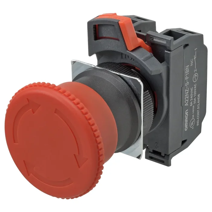 Bouton d’arrêt d’urgence Omron A22NE-P, Montage panneau, dia. 22mm