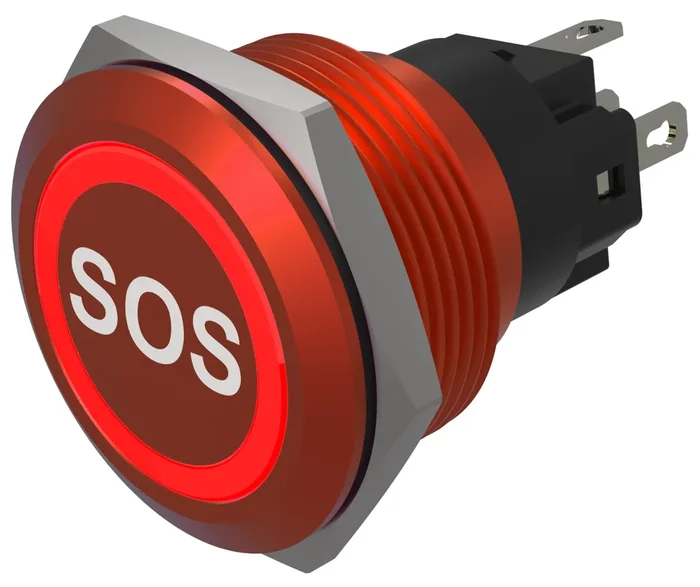 Bouton-poussoir série Series 82, Momentané lumineux, LED Rouge, SPST, SPST, Montage encastré
