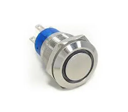 Bouton-poussoir, Verrouillable lumineux, LED Vert, SPST, 3 A, Montage panneau