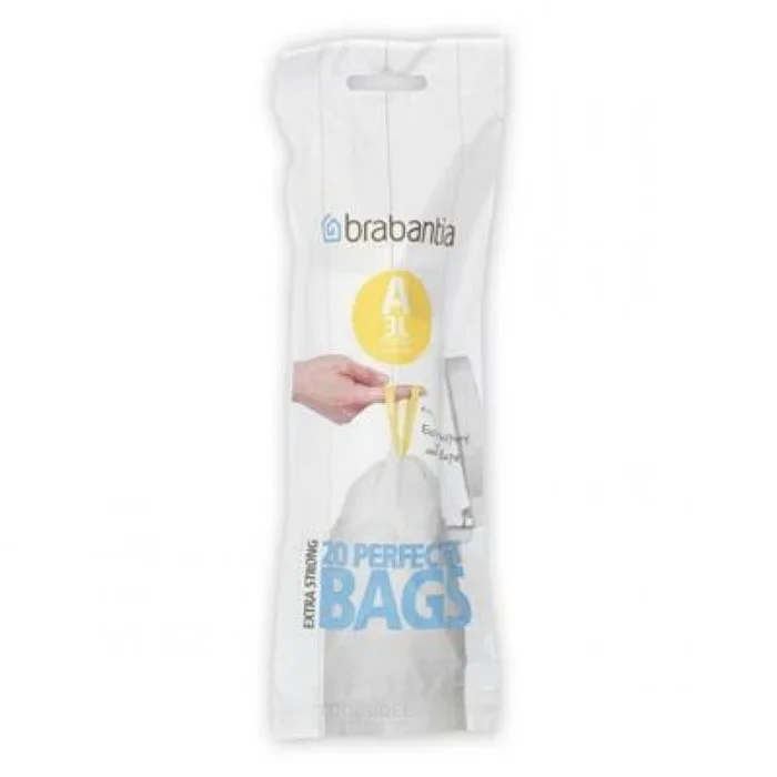 Brabantia Sac poubelle PerfectFit A 3 litres, blanc 20 pièces