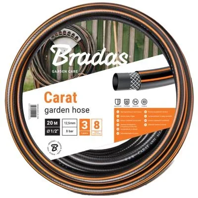 Bradas Tuyau d’arrosage CARAT, 1/2′, noir/orange, 50 m