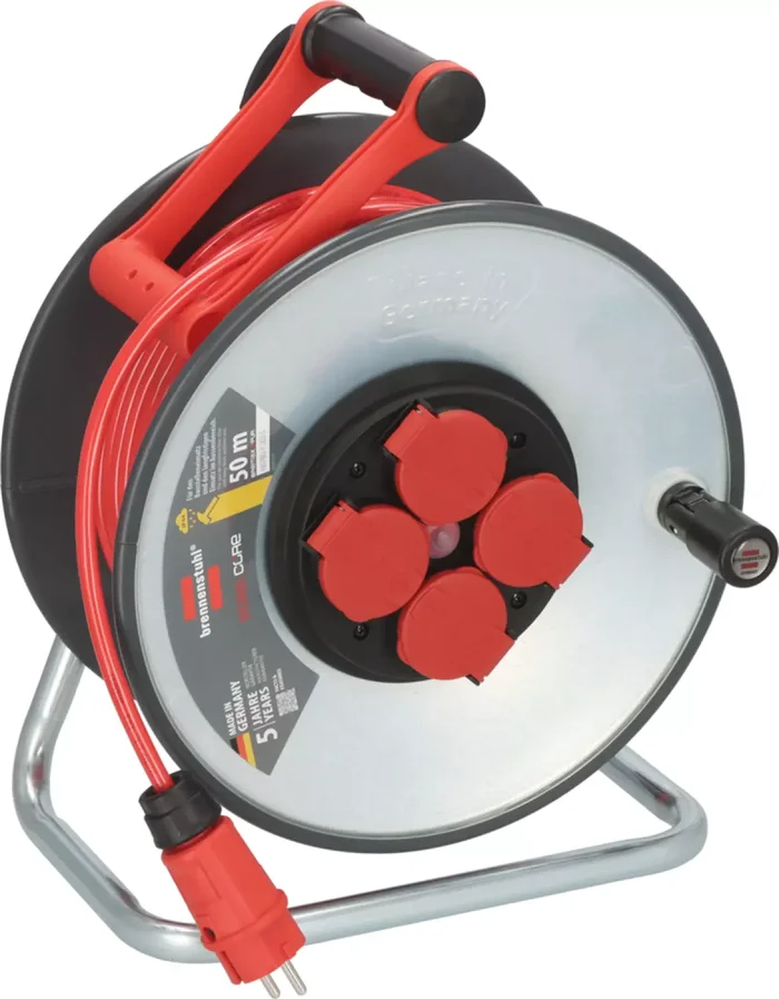 Brennenstuhl Professional SC 5110 SteelCore Enrouleur de câble H07BQ-F 3G1,5 – IP44 – 50m – Rouge