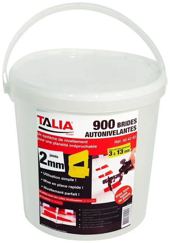 BRIDES AUTO-NIVELANTES 2MM (SEAU DE 900 PIECES) TALIAPLAST – 404292