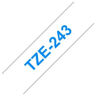 Brother TZe-243 – Adhésif standard – bleu sur blanc – rouleau (1,8 cm x 8 m) 1 cassette(s) ruban laminé – pour Brother PT-D600; P-Touch PT-1880, D450, E550, E800, P900, P950; P-Touch Cube Plus PT-P710