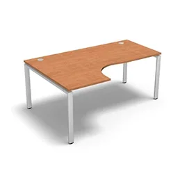 Bureau compact à 90 degrés retour 60 cm gamme Conect – pommier de France – Longueur 180 – Piètement Fixe blanc – Retour gauche