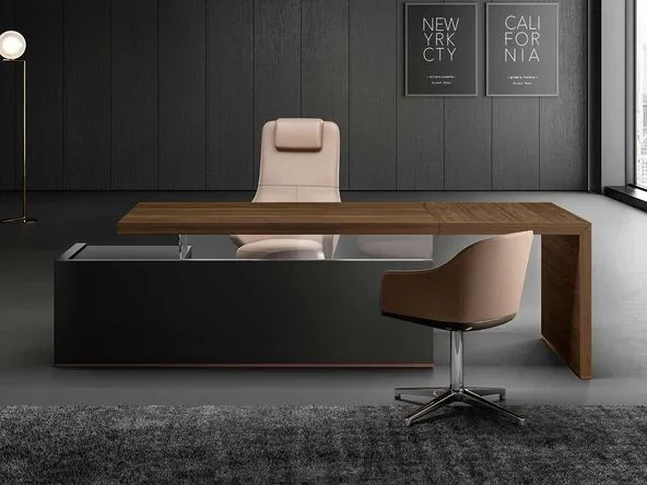 Bureau de direction Maestro Glass avec caisson – About Office