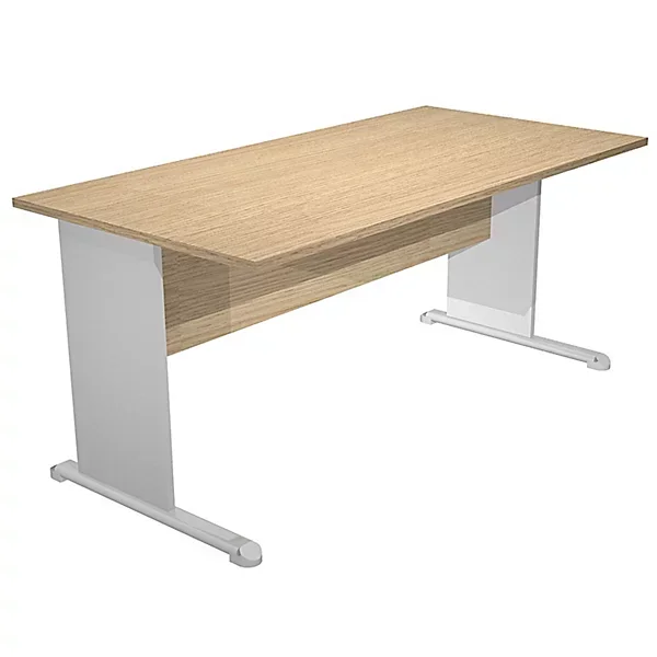 Bureau droit mélaminé économique pieds L
