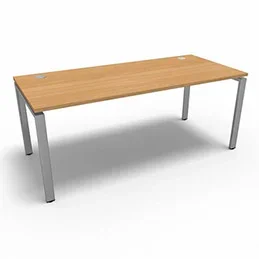Bureau rectangulaire indépendant profondeur 80 cm gamme Conect – hêtre saumonné – Longueur 180 – Piètement Fixe gris aluminium