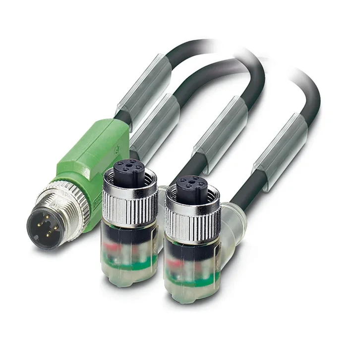 Câble d&rsquo;actionneur Phoenix Contact 3 conducteurs , M12 Mâle vers M12 x 2 Femelle, 3m