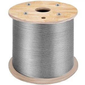 Câble métallique en acier inoxydable 316, 3/16″, 1×19, bobine de 1000 pieds