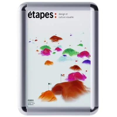 Cadre photo mural A4 Paperflow – à clapets – Coins arrondis – Aluminium anodisé – Lot de 12