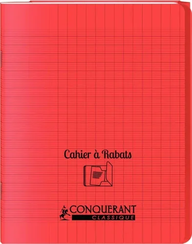 cahier 48 pages couverture polypropylène 2 rabats – 17×22 cm seyes coloris rouge