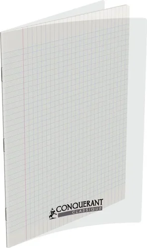 cahier 96 pages 21×29,7 cm, seyès 90g couverture polypropylène incolore