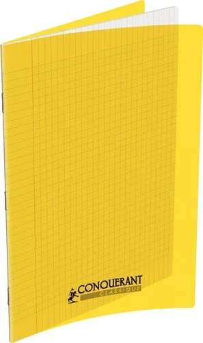 cahier 96 pages 21×29,7 cm, seyès 90g couverture polypropylène incolore