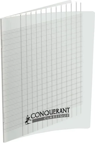 cahier 96 pages 21×29,7cm, seyès 2,5 mm agrandi papier 90g, couverture polypro
