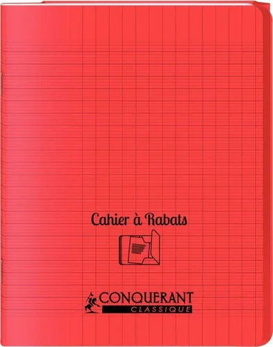 cahier 96 pages couverture polypropylène 2 rabats17x22 cm seyes coloris rouge
