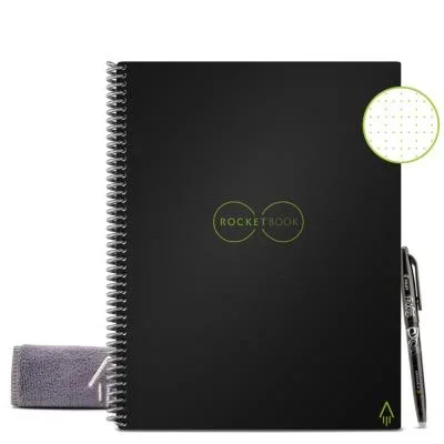 Cahier connecté Rocketbook Core Letter – A4 – réutilisable 32 pages à points – Noir