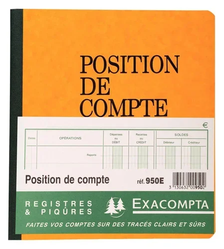 cahier de 20 feuilles positions de compte format 21 x 19 cm