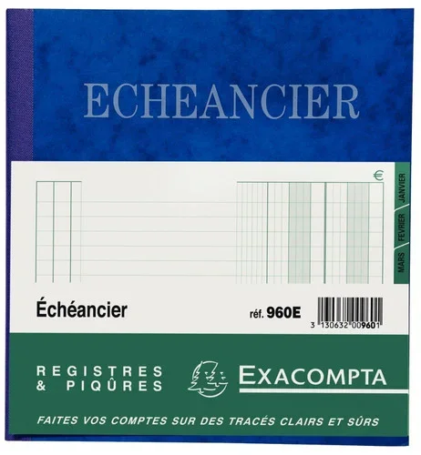 cahier échéancier de 72 pages format 21 x 19 cm