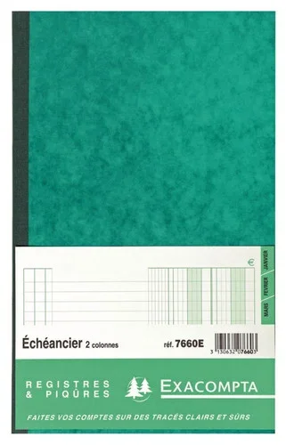 cahier échéancier de 72 pages format 32 x 19,5 cm